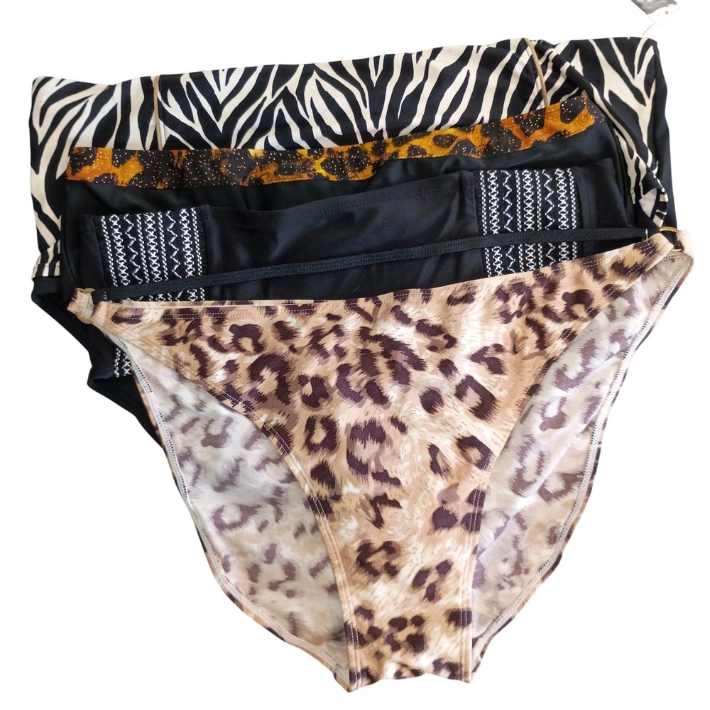 Womens Swim Bottoms 4pcs Jaclyn Smith Kona Sol Attentionโ XL 16 18 Animal NWT